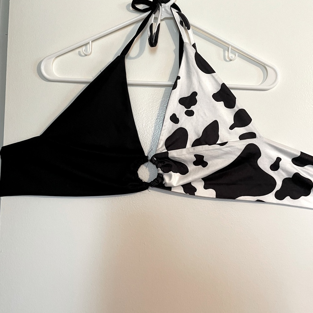 SHEIN cow print halter bralette